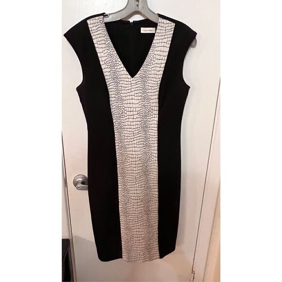 CALVIN KLEIN BLACK WHITE DRESS WOMENS SIZE 6 - Picture 2 of 9